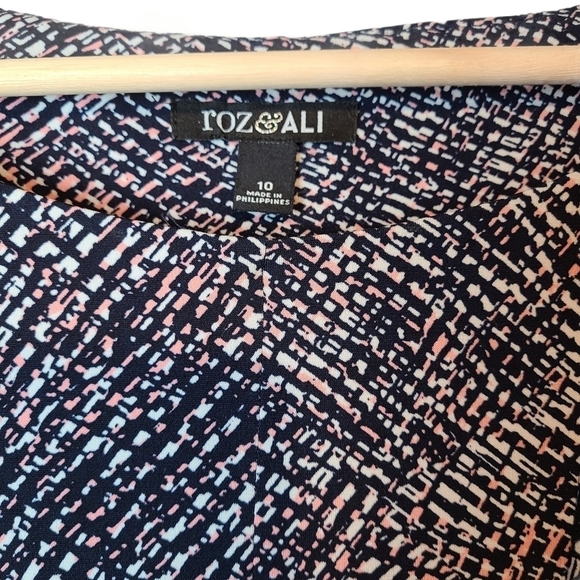 Roz&Ali Stretchy Midlength black pink flared dress - Picture 4 of 8